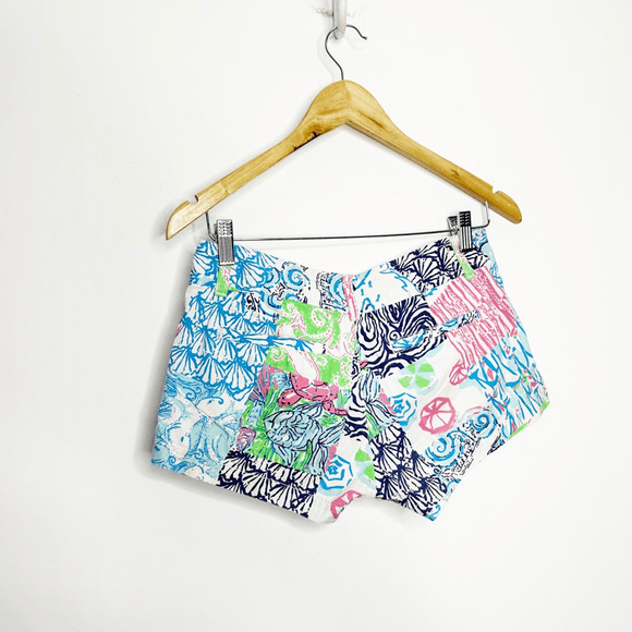 Lilly Pulitzer Walsh Short Osterville Patch Patchwork Low Rise Beach women's 00 - Picture 5 of 6